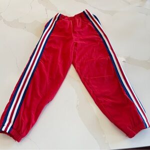 VINTAGE! 90’s Y2K PEP Threads Unisex Red Track Pants Size S Elastic Waistband